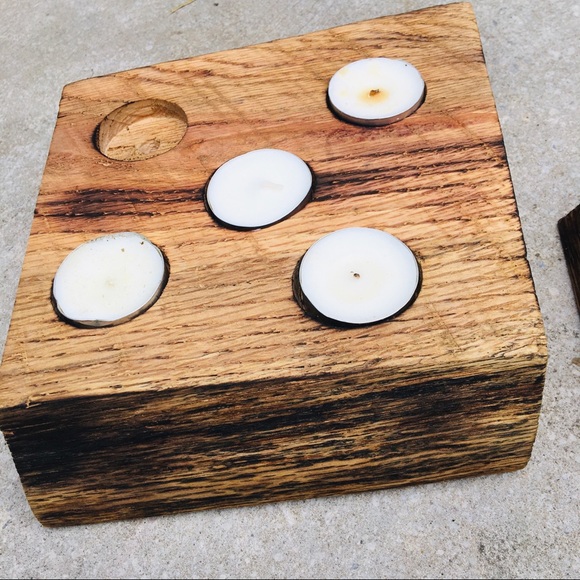 Rustic Contemporary Wood Candle Holders set of 3 - Picture 6 of 9